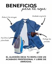 4 lts Almidón para planchado ropa acabado firme. Acabado crujiente en ropa. Almidón para ropa. Aspecto afilado sin exceso de rigidez. Almidón de lavandería. Almidón deja tu ropa con un acabado profesional y libre de arrugas