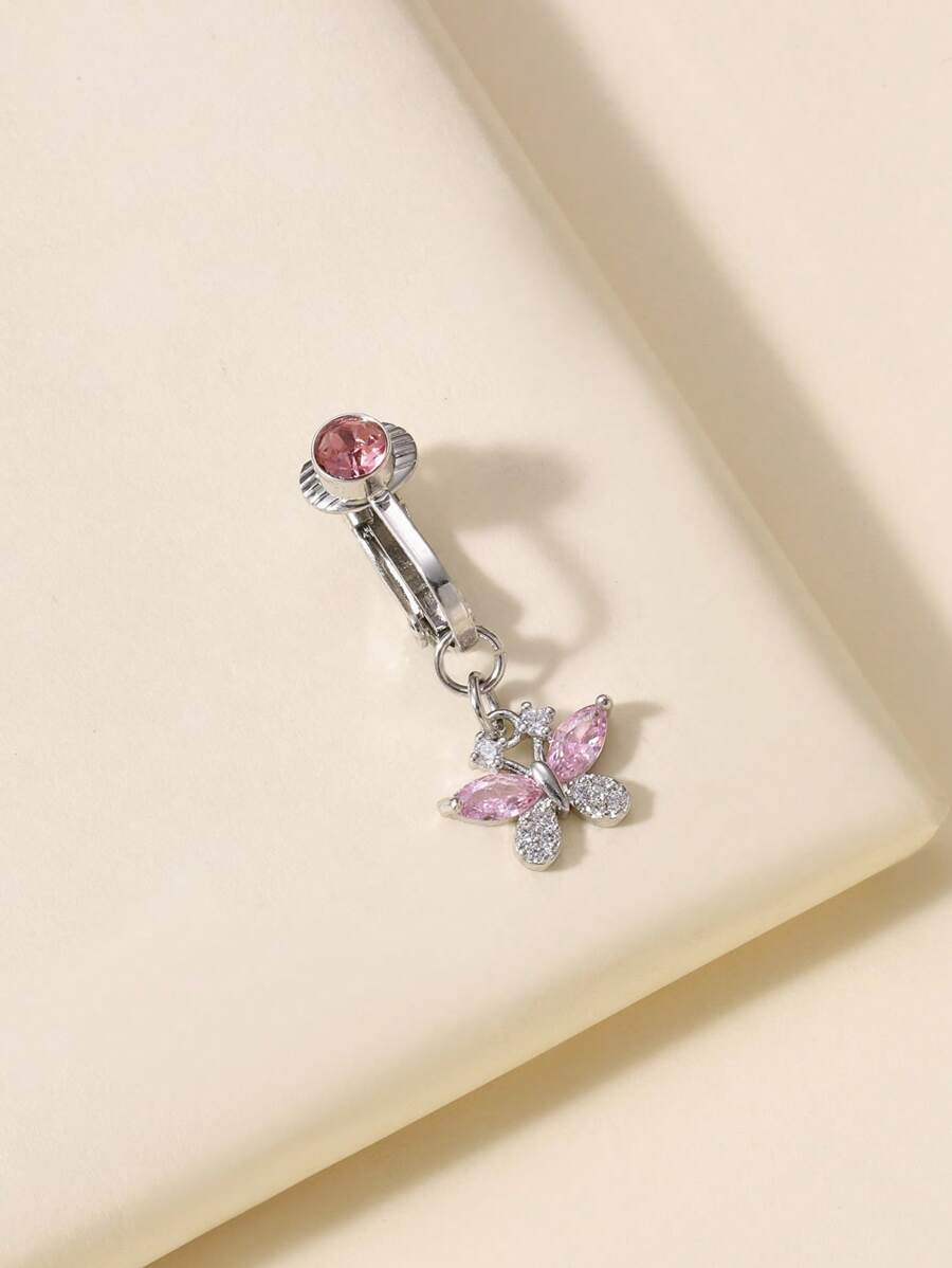 1Pc Fake Belly Ring Butterfly Not Real Piercing Clip On The Navel For Woman Gift