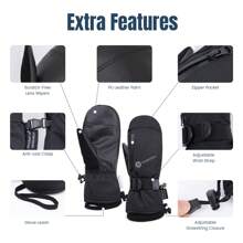 ANDORRA Womens Snowboard Mittens Winter Mittens For Women Waterproof Mittens For Women Touchscreen Snowboarding Mittens Womens Mittens - 黑色 - 查看 3