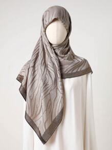 1pc Women Textured Pattern Metallic Thread Head Scarf, Fashion Versatile Oblong Scarf, Suitable For Daily Wear - Multicolor - View 1