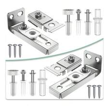 2 paquets Kit de réparation de matériel de porte pliante, comprend les supports pivotants supérieurs et inférieurs, les guides de rouleau, les charnières pour pièces de rechange de porte de placard coulissante pliante