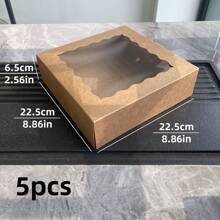 5pcs Mini Cake Boxes With Window, Cookie Pastry Packaging Cartons, Suitable For Cakes, Cookies, Pastries, Pies, Muffins, Chocolates, Strawberries