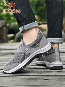 Herren Anti-Rutsch weiche Sohle Lässig Sportschuhe, atmungsaktive Mesh runde Zehenform Slip-On Walkingschuhe