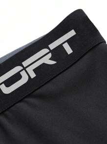 3pcs Men Sports Shorts, Contrast Color "KING" Print, High Elastic Quick Dry Basketball/Gym/Running 5 Inch Compression Pants
