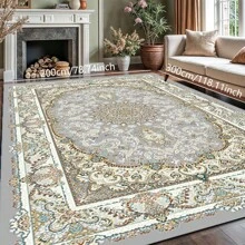 1pc Nordic Fairisle Pattern Crystal Velvet Area Rug, 700g/㎡ With Dotted Non-Slip Backing, 5mm Thickness, Machine Washable Fade-Resistant Carpet Suitable For Holidays And Any Spaces Including Hotel, Office, Sofa, Bedside, Kitchen, Laundry, Hallway, Porch, Stairs, Entryway Mother's Day