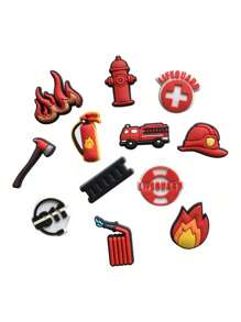 Schattige schoenaccessoires met brandweerthema