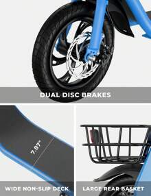 WIND HORSE 12.5" Tires Electric Scooter With Seat & Basket For 14+ Ages, 20 Miles Range, Peak 672W Up To 15.5 MPH, Dual Disc Brakes, 265LBS Max Load, Foldable Electric Scooter For Adults Commuting Campus