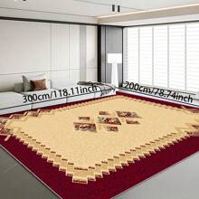 1pc Turkish Art Carpet, Crystal Velvet 700g/Sq.M, Dotted Bottom, 5mm Thickness. Machine Washable, Fade-Resistant Carpet, Anti-Slip . Suitable For Holidays And Any Space Including Hotel, Office, Sofa, Bedside, Kitchen, Laundry Room, Corridor, Porch, Staircase Mother's Day