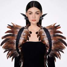 羽毛披肩围巾人造羽毛上衣斗篷披肩肩披肩朋克哥特锐舞舞节领口带袖口节日羽毛肩章装扮配饰 - A - 查看 17
