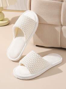 Spring/Summer Knitted Floral Open Toe Slippers, Comfortable Indoor/Outdoor House Slippers, Soft & Skin-Friendly Ladies Slippers