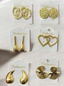 Gold Plated Earrings Kit, Women's Fashion Jewelry, Assorted Models - KIT 4 PAIRS - View 7