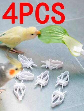 4pcs Plastic Bird Vegetable & Fruit Clips For Parrots, Songbirds And Pet Birds Cage Accessories