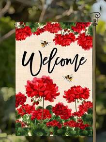 1 件蜂红春夏天竺葵欢迎花园旗，迷人水彩花卉和喷雾罐欢迎花园旗，双面花园庭院旗，家居装饰，外部装饰，花园装饰，花园装饰，节日装饰，14.17 * 18.50 英寸（仅旗帜）（缝纫线颜色位置随机） - 彩色 - 查看 8