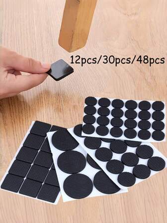 48st/30st/12st Fyrkantiga/Runda Anti-Noise Stol Benskydd, Halkfria möbeldynor, Lämplig för matstolar och bord, skapar en tyst hemmiljö. Förtjockade bords- och stolsbensdynor, EVA skrivbordsfotdynor, möbelgolv Halkfria Mute skyddsdynor, som skyddar både golvet och bordet