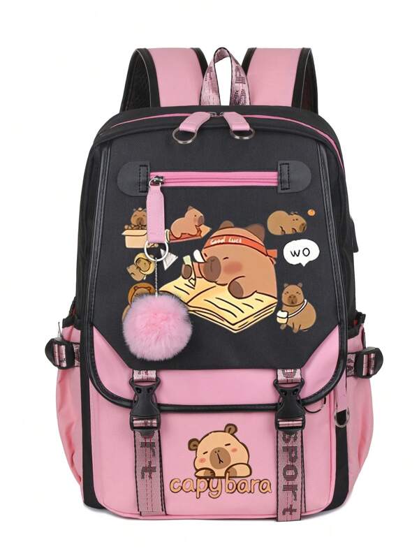 Cute Cartoon Capybara Backpack, Spacious Student Laptop Bag