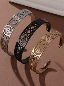 Stainless Steel Charm Witch Knot Bracelet Adjustable Open Bracelet Celtic Witchcraft Amulet Jewelry Birthday Gift For Men Women - Black - View 4