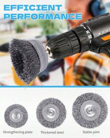 30 Pack Carbon Steel Wire Wheel Brush,  Cup Brush, Wheel Brush, Pen Brush Set With 1/4-Inch Hex Shank For Rust Removal, Corrosion And Scrub Surfaces - 30 - View 6