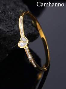 Camhanno 1 件精美时尚的不锈钢钻石镶嵌蝴蝶结手链，适合作为送给男性（女性）朋友的礼物 - 白色愛心手鐲 - 查看 7