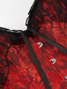 Vrouwen Off Shoulder Jacquard Taille-Cinching Kant Band Corset Top, Nieuwjaarsfeest, Valentijnsdag, Vakantie Tops