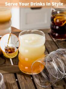 APPKER Adorable Ribbed Glass Cups With Straw, 16oz Wave Shape Ripple Glassware For Iced Coffee, Latte, Water, Matcha, Juice – Unique Drinking Glasses, Perfect Gift For Coffee Lovers - Clear - View 7