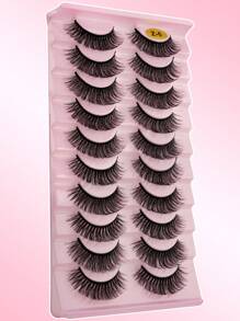 10 pares de pestañas postizas naturales y esponjosas, pestañas postizas 3D de visón sintético, gruesas y rizadas, tira completa, suaves, reutilizables, adecuadas para todos los tipos de ojos