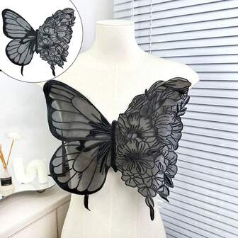 1 Pc Fashion Large Butterfly Embroidery Appliques For Clothes Patches Lace Fabric Accessories For Wedding Dress Bridesmaid DIY Decor
