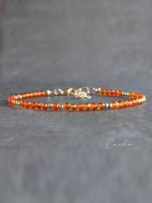 1pc Adjustable Natural Sunstone & Moonstone Beaded Bracelet, 3mm Faceted Genuine Gemstone Bracelet, Suitable For Women's Daily Wear