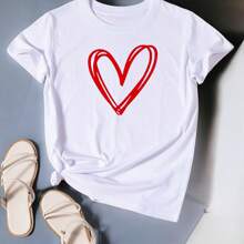 Playera Blusa De Corazon Dibujado Con Plumon Ropa De Mujer - Blanco - Ver 5