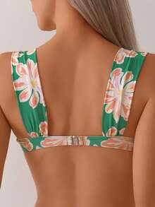 Women's Floral Print Bikini Set - Green - View 5