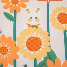 1 件柔软拉绒花卉 + 心形印花床笠（无枕套，无填充物），透气舒适，紧贴床垫，抗皱，可拆卸罩，适合所有季节 - 向日葵 - 查看 5