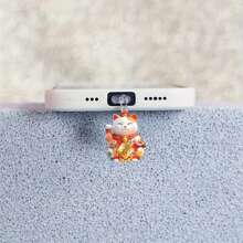1pc Lucky Cat Acryl Stofplug, Compatibel met iPhone/Type-C-poort, Telefoonverzorging en -onderhoud, Geschikt als vakantiecadeau