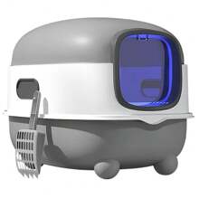 Cat Litter Box With Automatic Sandproof Cage Sterilization And Deodorization Function With Included Litter Scoop, Extra Large Cat Litter Box, Easy To Clean - Xám - Xem 3