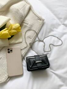 1 Pc New Mini Solid Color Girls' Crossbody Bag, Pu Material, Metal Strap, Lightweight And Easy To Carry, Magnetic Closure, Minimalist Style, Fashionable And Versatile For Daily Outings, Shopping, Gatherings, Or As A Gift For Friends - Crossbody Bags - View 4