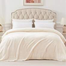 1pc Wool Blanket Extra Large Cream-colored Bedspread Soft, Lightweight, Plush And Luxurious Ultrafine Fiber - Beige - View 7