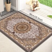 1pc Nordic Fairisle Pattern Crystal Velvet Area Rug, 700g/㎡ With Dotted Non-Slip Backing, 5mm Thickness, Machine Washable Fade-Resistant Carpet Suitable For Holidays And Any Spaces Including Hotel, Office, Sofa, Bedside, Kitchen, Laundry, Hallway, Porch, Stairs, Entryway Mother's Day