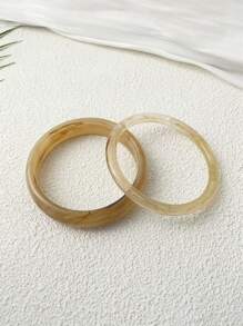 2pcs New Acrylic Resin Bracelet, Luxury Chic Versatile Accessories, Suitable For Women Party And Daily Wear
