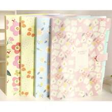 6pcs Accordion Folders, Cartoon Floral Plastic Matte A4 Document Holder, Waterproof File Organizer Bag For Students - A4 - View 1