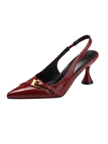 Neue Sommer Damen Angorarot Stiletto High Heel Sandalen, spitzer Zehenbereich, geeignet für Outdoor, Büro, Pendeln, Einkaufen, Dates, Partys - Bordeaux - Übersicht 3