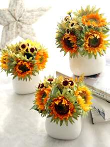 Artificial Sunflower Bouquet, Silk Sunflowers Fake Yellow Flowers For Home Decoration Wedding Decor, Artificial Sunflowers Bouquet Fake Flower Bouquet With Sunflowers For Bridal Bouquets Wedding Centerpieces Decor Party, DIY Wedding Bouquets Baby Shower Outdoor Indoor Decoration Gifts Birthday Graduation