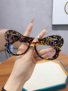 1 件女士时尚塑料无度数透明镜片眼镜，适合日常佩戴和服装装饰 - 無色 - 查看 2