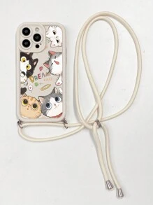 1 件时尚可爱 5 只好奇猫图案防刮米色沙色防摔手机壳，兼容 Apple/Redmi/Infinix/Vivo/Oppo - 米色 - 查看 3