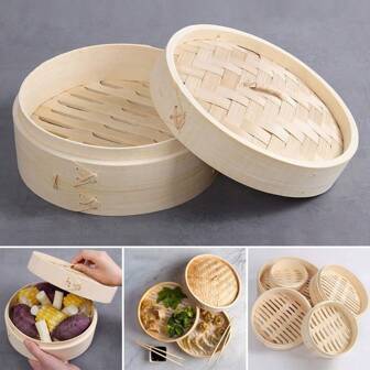 Bamboo Steamer Basket With Lid Dumpling Steamer Basket Chinese Steamer Basket Bamboo Steamer For Cooking Bao Buns Steam Basket