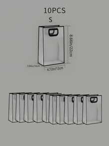 1pc Clear Gift Bag, Simple Hollow Out Handle Design PVC Gift Wrapping Bag For Party - Black - View 21