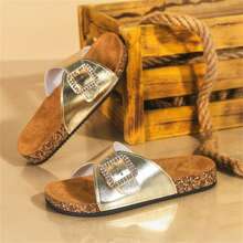 Sandalias de corcho suaves de moda de verano para mujer, sandalias casuales para interiores y exteriores de talla grande