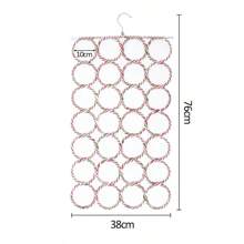 Soporte para bufandas con 28 agujeros, gancho plegable para cinturón, chal, bufandas, organizador, colgador de tejido de ratán, soporte de almacenamiento para armario, estante de exhibición