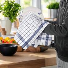 1/2/4/6/8/12 pièces Serviettes de cuisine ultra-douces, super absorbantes, à motifs carreaux et rayures, chiffons à vaisselle rouges / bleus / noirs, parfaits pour la maison et la salle à manger