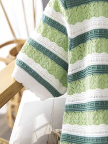 GIGOGOU Nueva camiseta de mujer de verano con mangas cortas, rayas, tejido de punto y calada