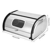 YUNRUX Bread Box Stainless Steel, Kitchen Bread Box With Roll-Up Lid And Ventilation Holes - Silver - View 2