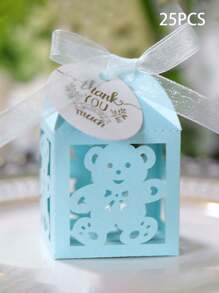 25pcs Hollow Baby Baptism Birthday Candy Boxes, Lavender Small Bear Gift Tag Packaging Boxes - Multicolor - View 14