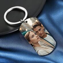 1pc Stainless Steel Dog Tag Keychain, Customizable Photo Print, Gifts For Mother/Father's Day
